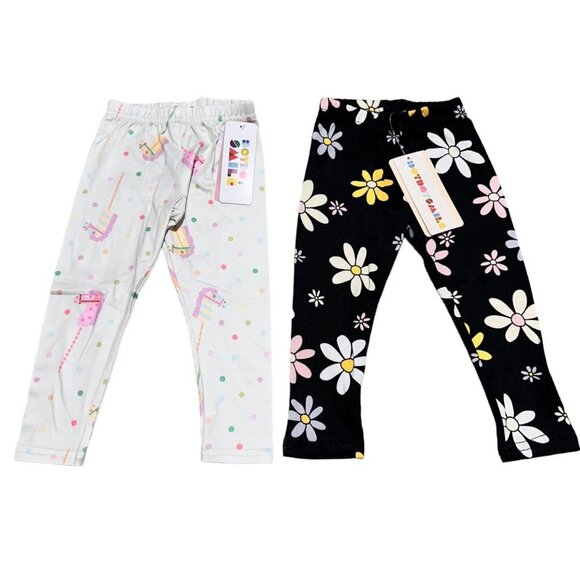 Dot Dot Smile Other - Dot Dot Smile Toddler Girls Size 2T  Black Daisy & Hobby Horse‎ ~ 2-Pair Lot NWT